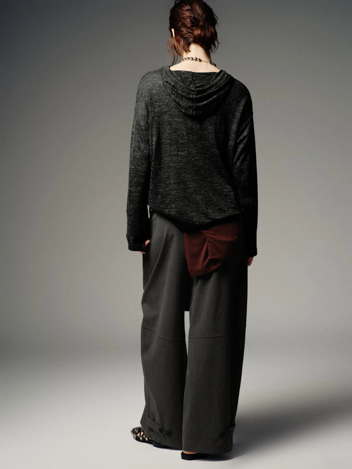 Drawstring Hooded Long Sleeve Knitted T-Shirts - Image 6