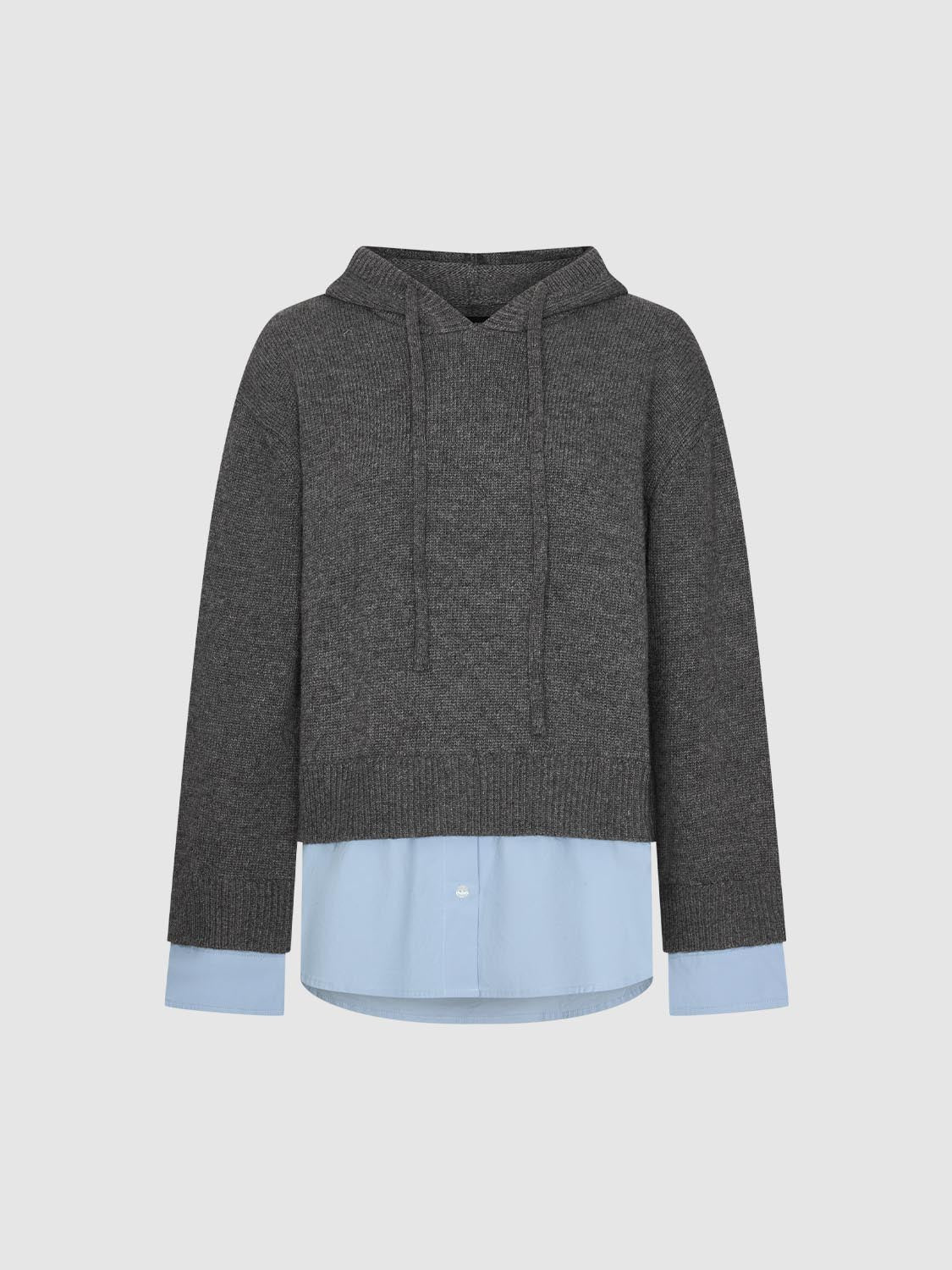 Drawstring Hooded Long Sleeve Knitted T-Shirts