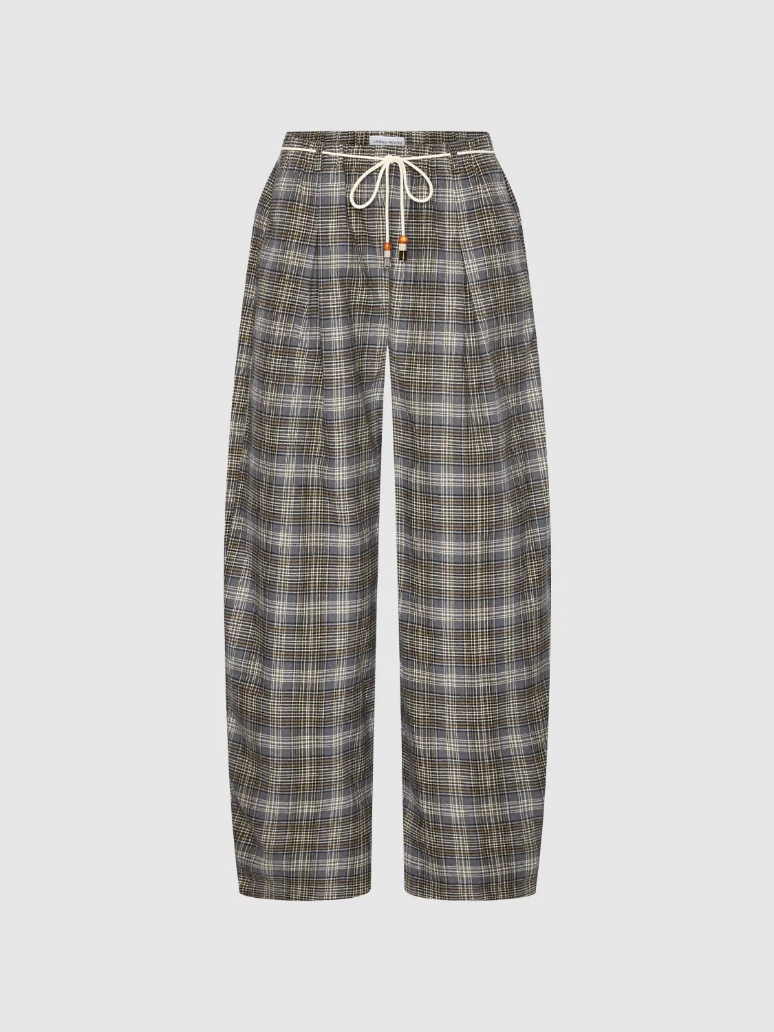 Drawstring Pull On Check Wide Leg Pants - Image 2