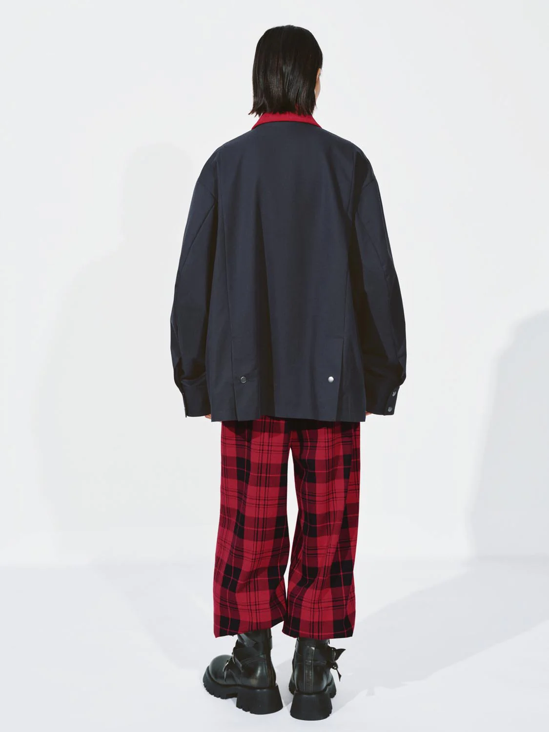 Drawstring Pull On Check Wide Leg Pants - Image 4