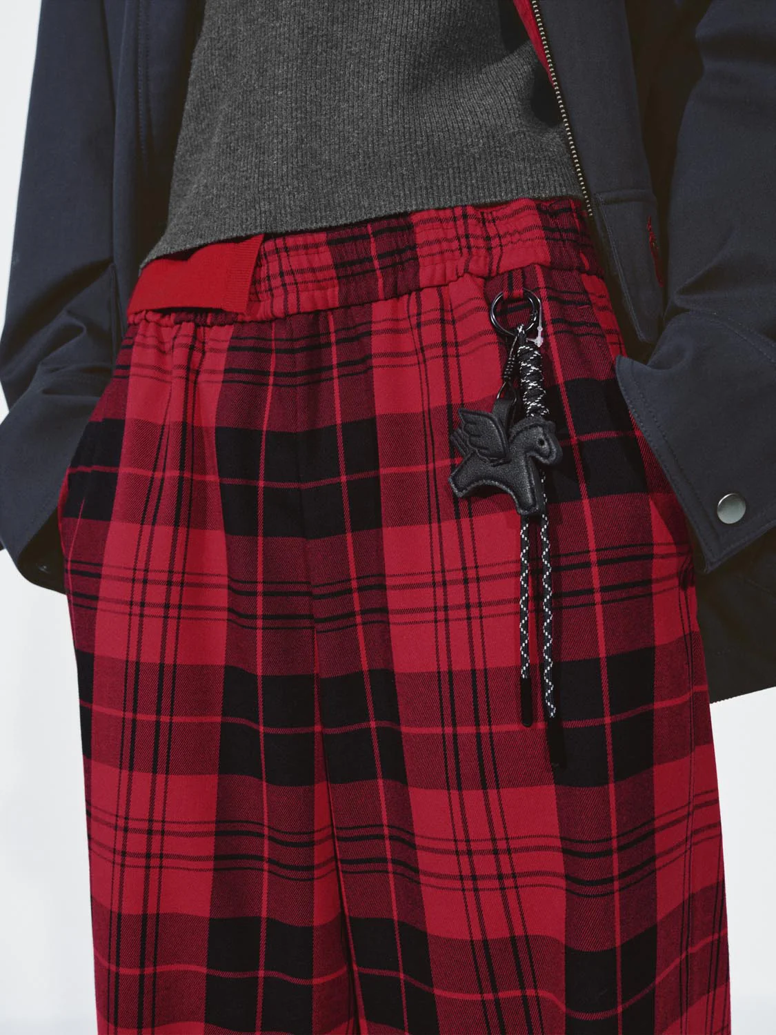 Drawstring Pull On Check Wide Leg Pants - Image 5