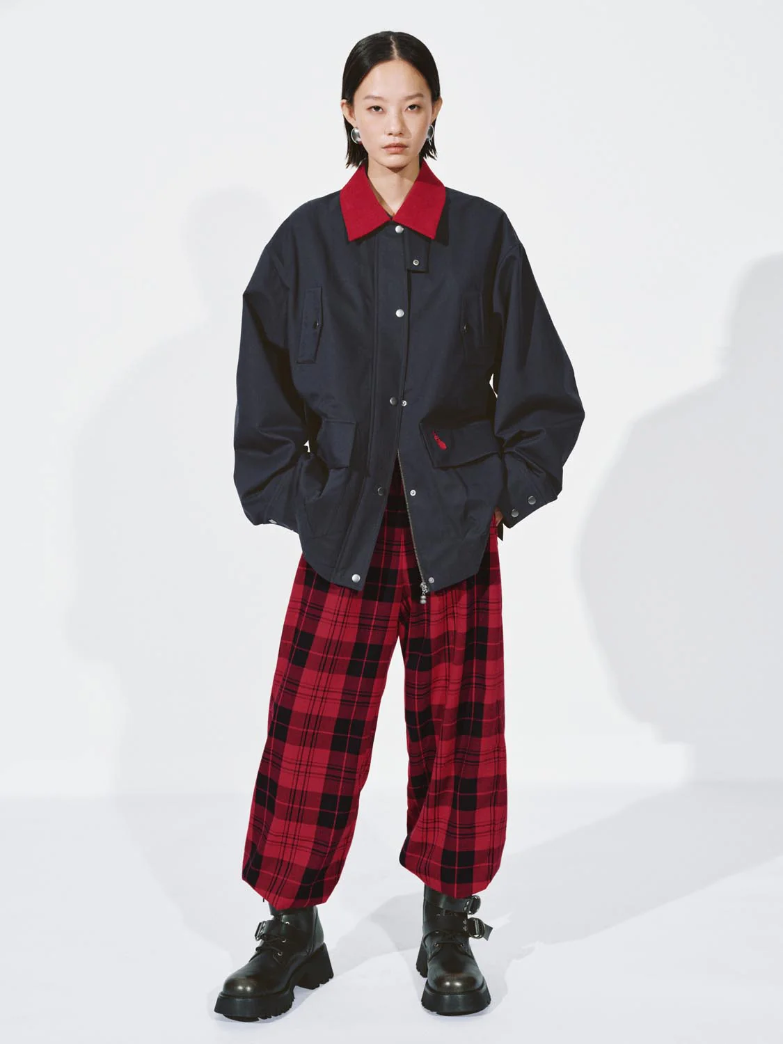 Drawstring Pull On Check Wide Leg Pants - Image 7