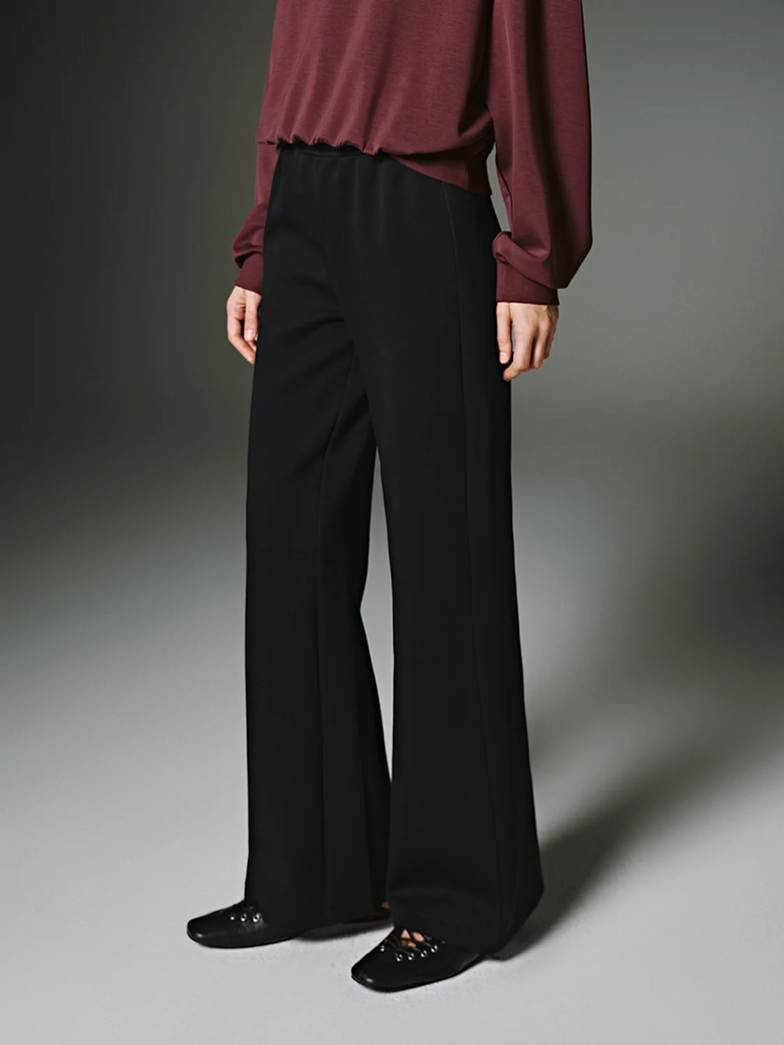 Drawstring Pull On Flare Pants - Image 8