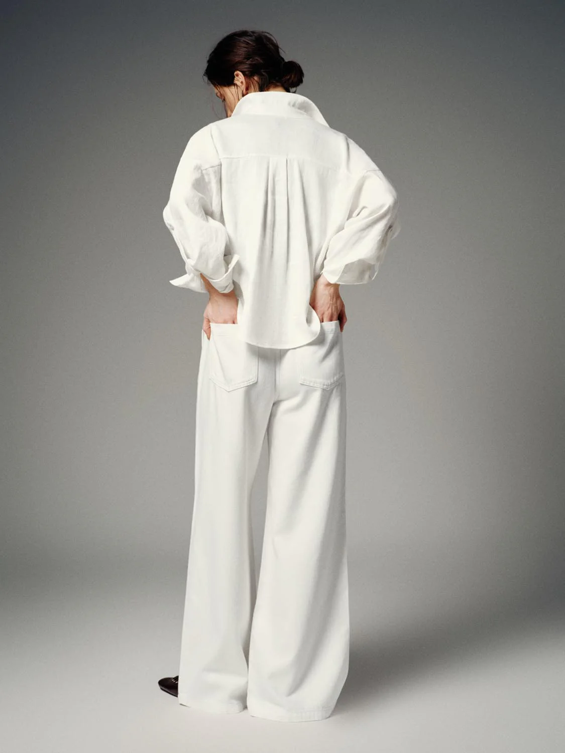 Drawstring Pull On Patch Pocket Wide Leg Jeans - Image 6