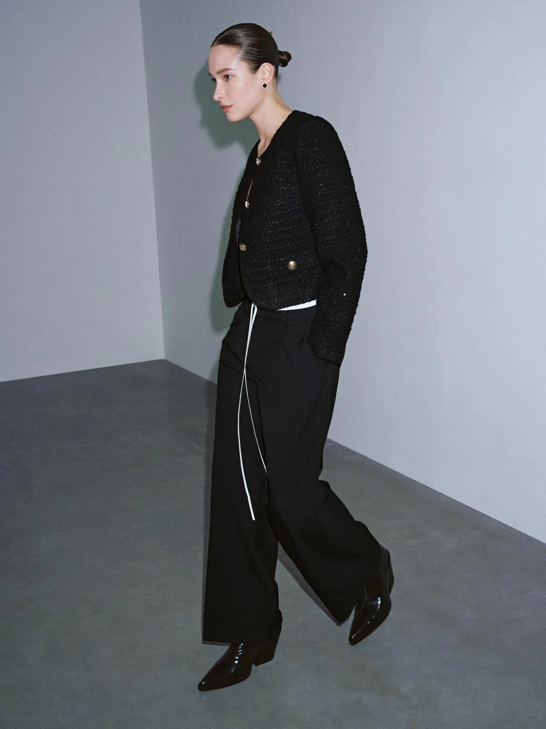 Drawstring Pull On Pleated Wide Leg Pants - Image 14