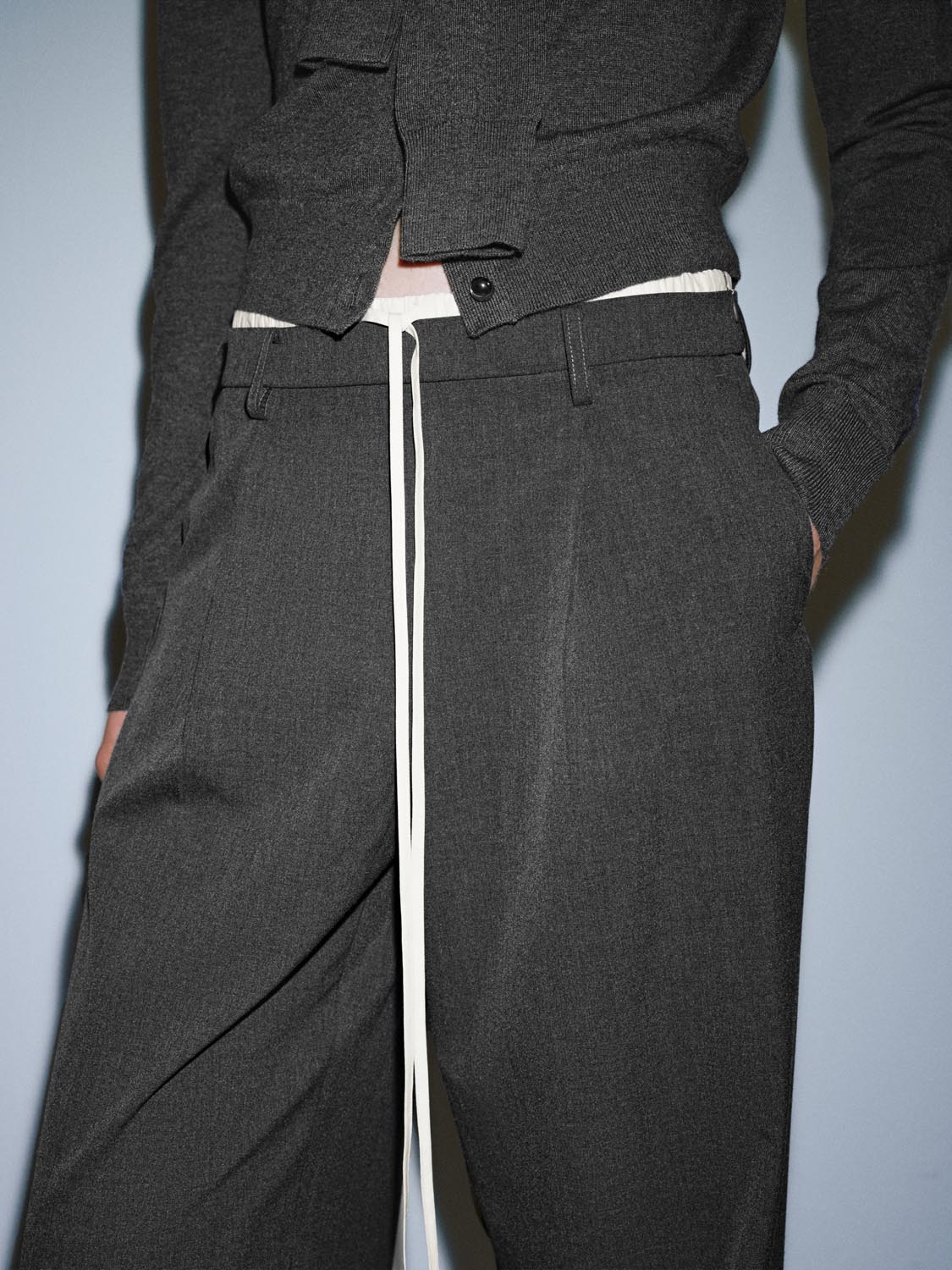 Drawstring Pull On Pleated Wide Leg Pants - Image 5