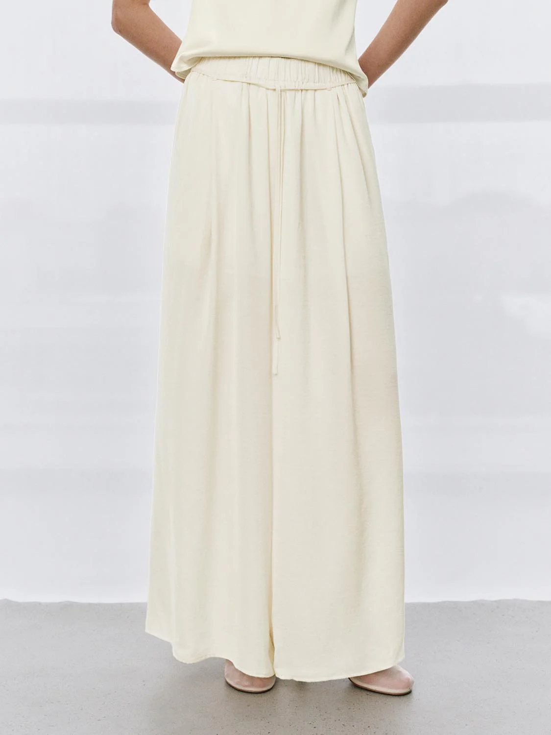 Drawstring Pull On Wide Leg Pants - Image 4