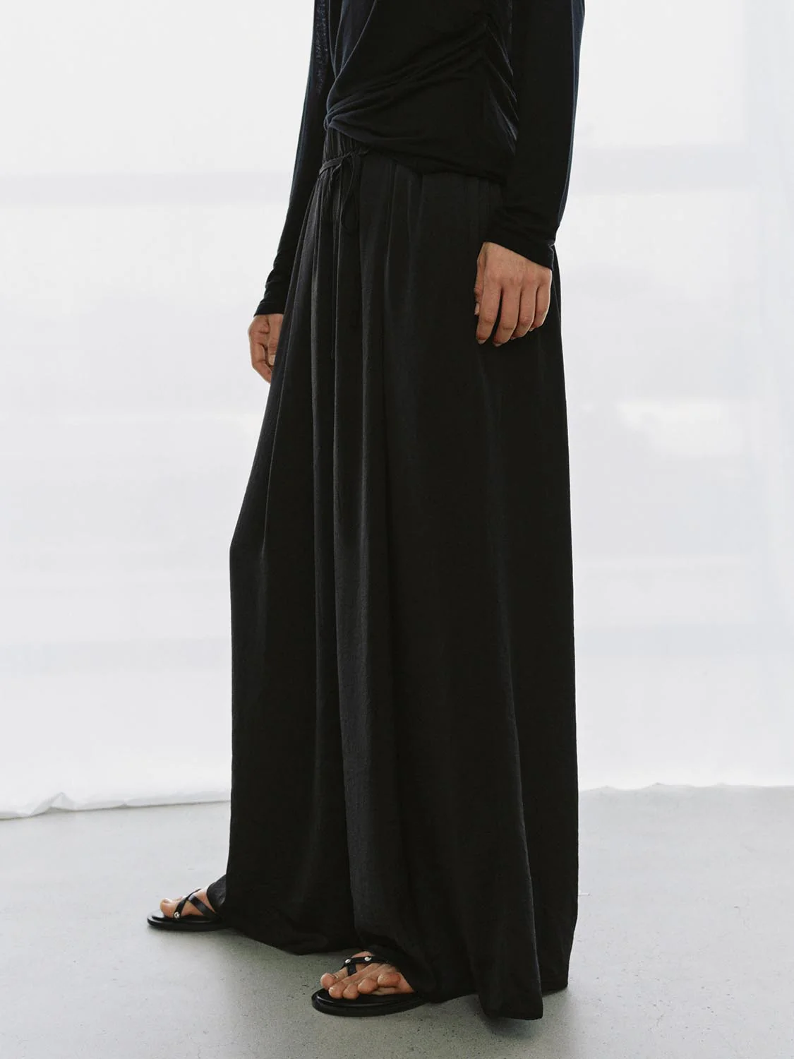 Drawstring Pull On Wide Leg Pants - Image 9