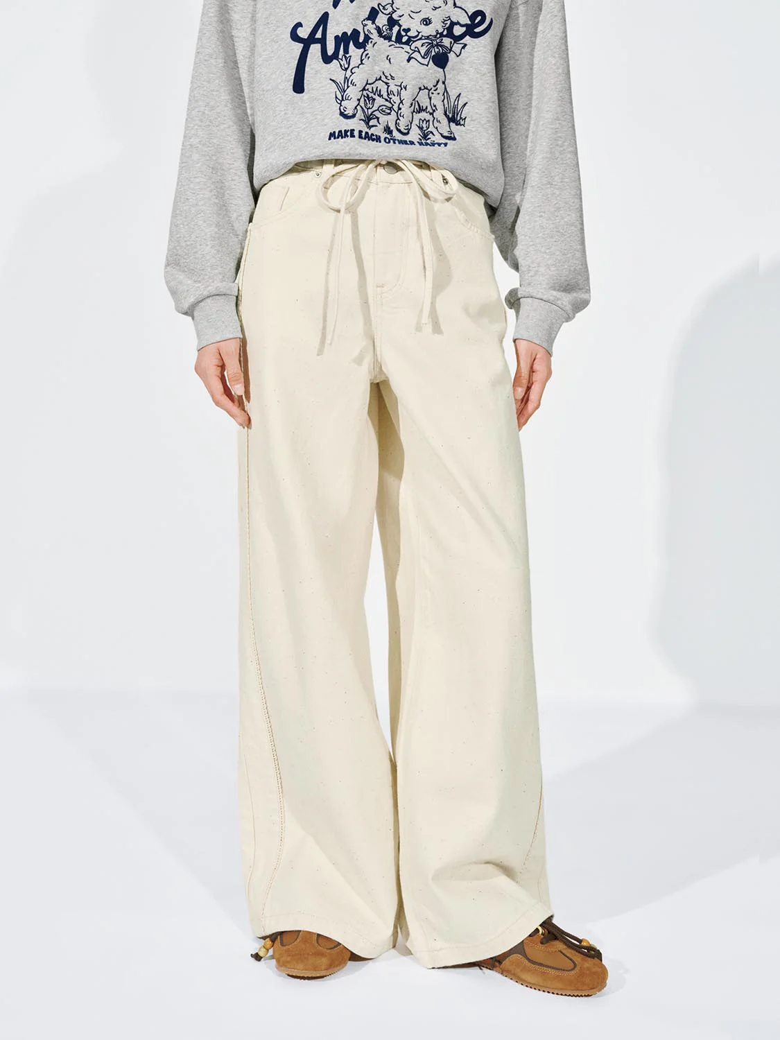 Drawstring Wide Leg Jeans - Image 9