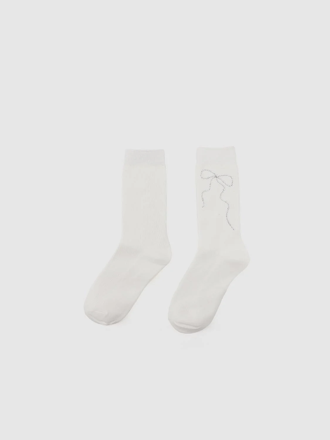 Embellished Bow Detail Ribbed Socks