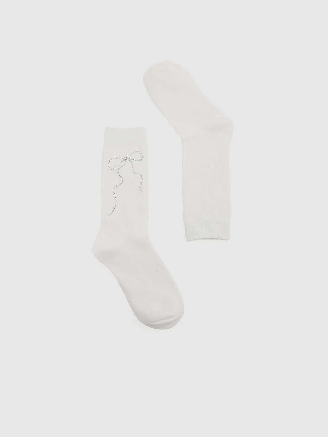 Embellished Bow Detail Ribbed Socks - Image 2