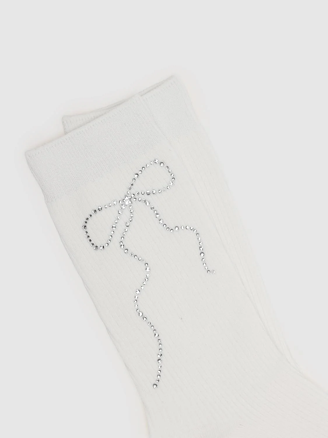 Embellished Bow Detail Ribbed Socks - Image 3