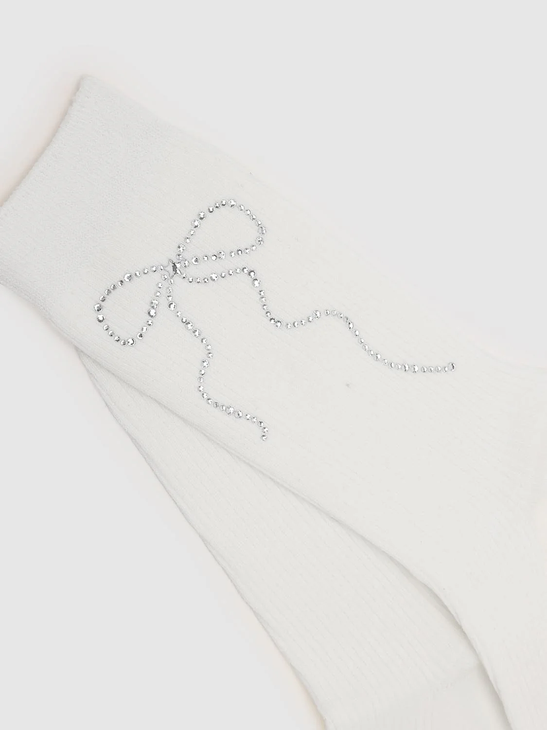Embellished Bow Detail Ribbed Socks - Image 4