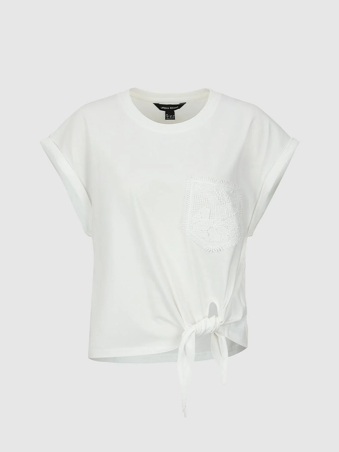 Embroidered Asymmetric Tie-Knot T-Shirts