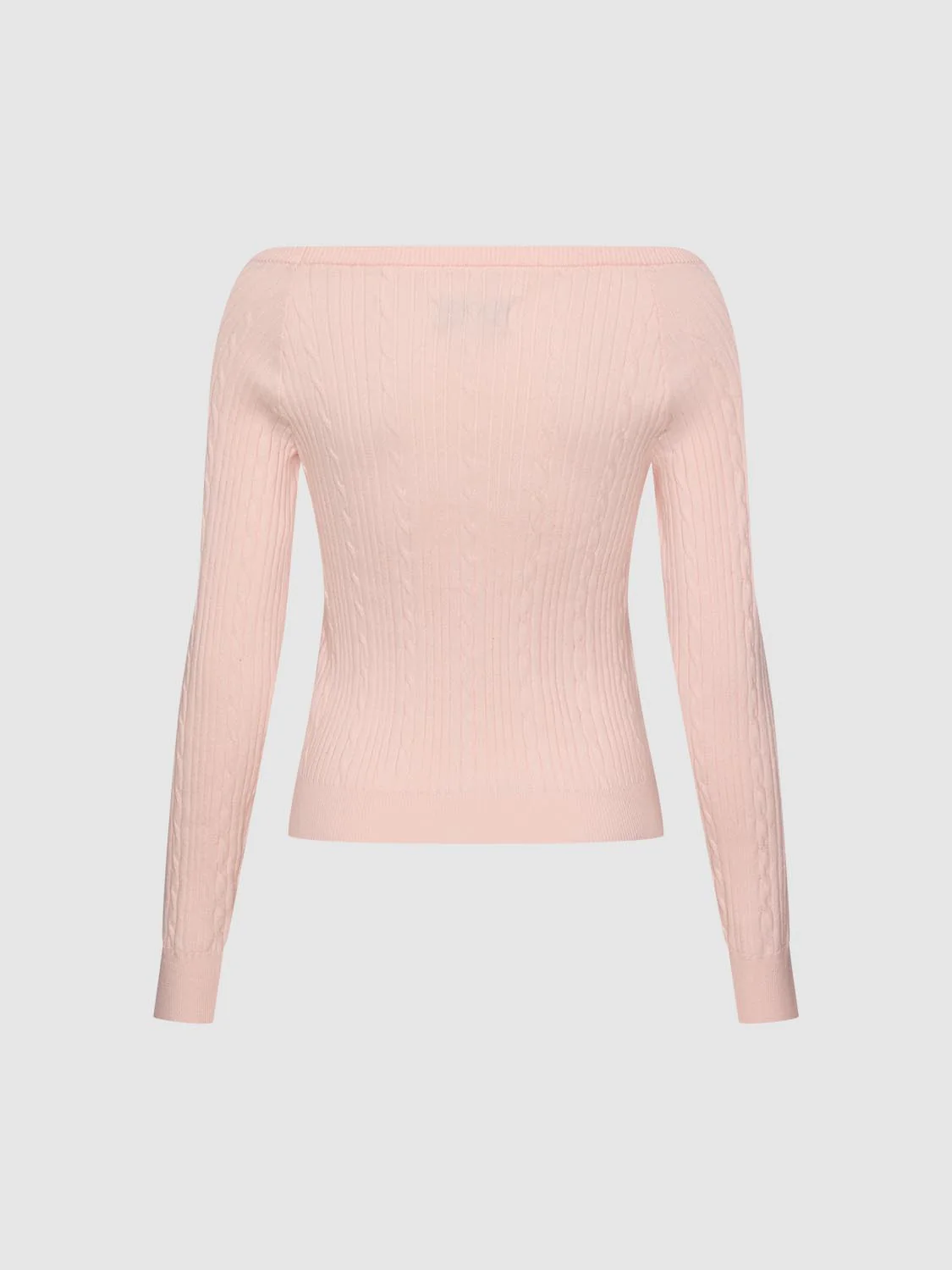 Embroidered Boat Neck Long Sleeve Knitted T-Shirts - Image 5