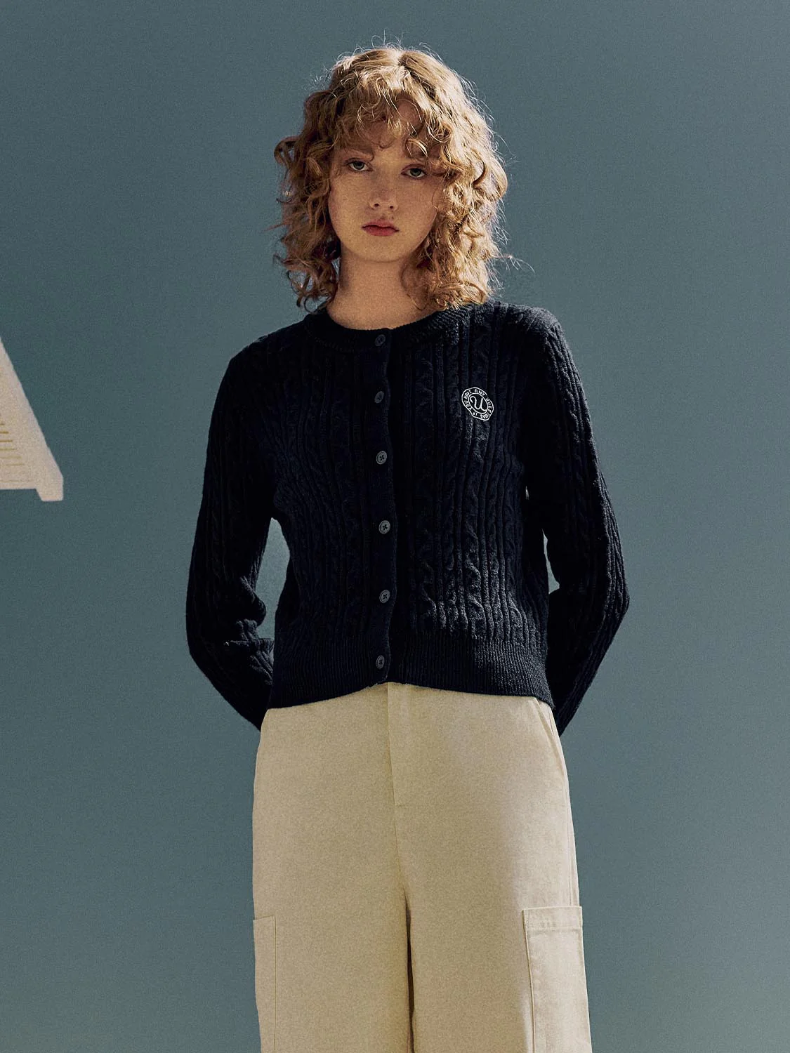 Embroidered Cable Knitted Cardigan - Image 9