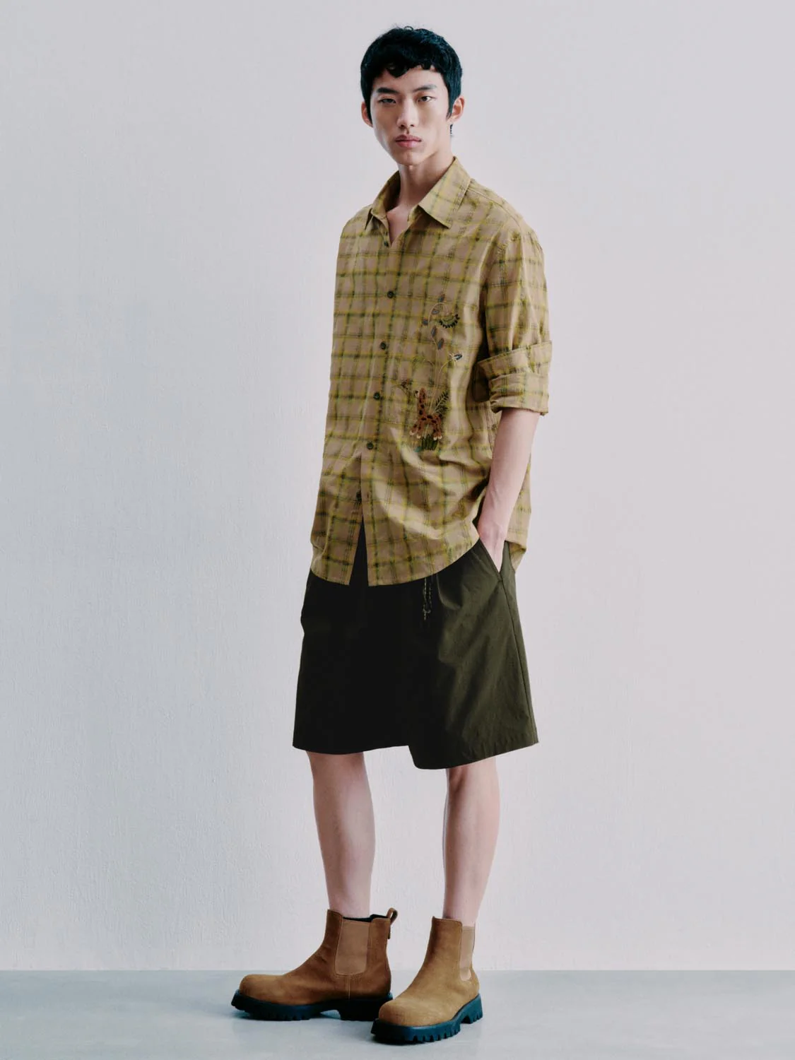 Embroidered Contrast Check Shirts - Image 5