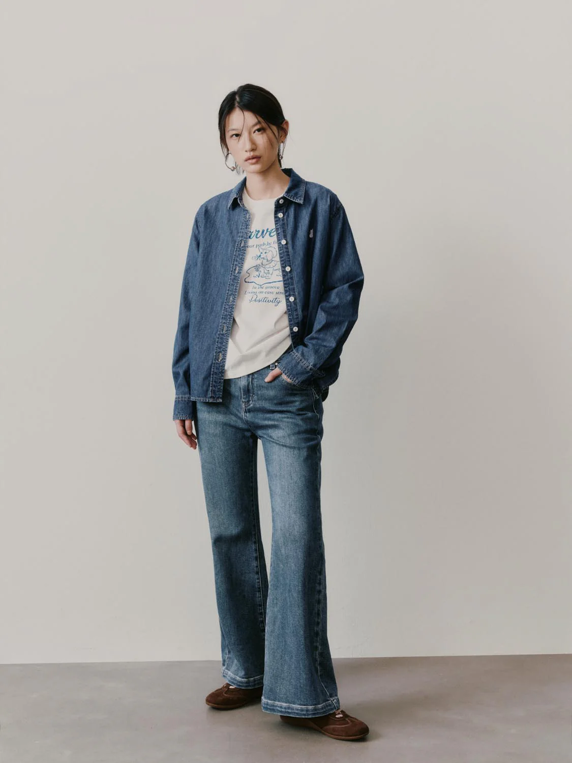 Embroidered Loose Fit Denim Shirts - Image 5