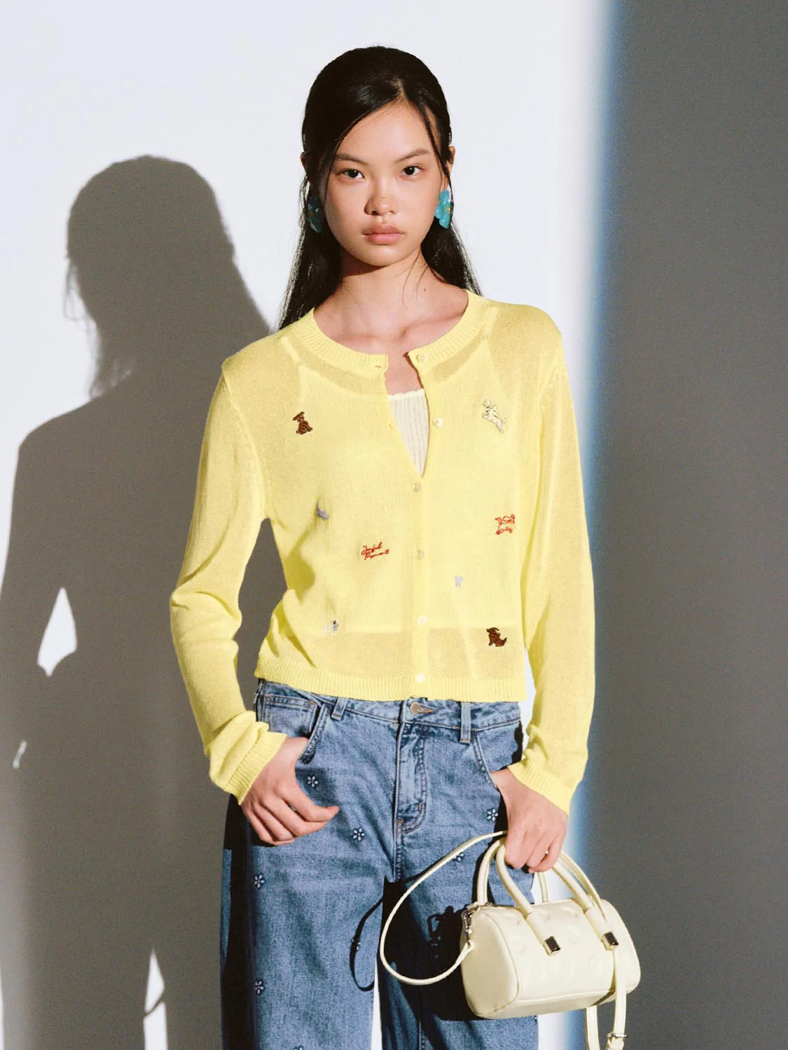 Embroidered Sheer Knitted Cardigans