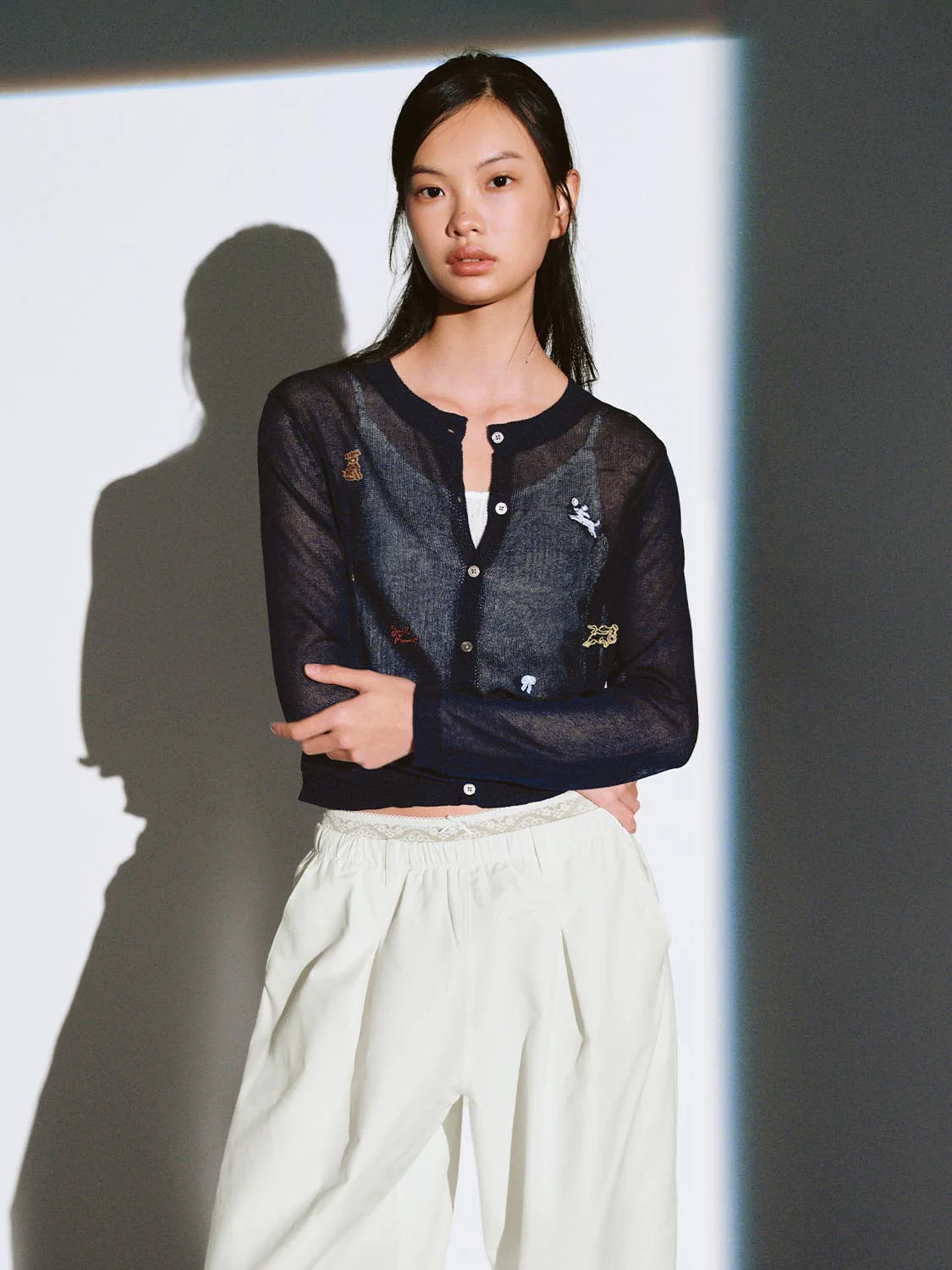 Embroidered Sheer Knitted Cardigans