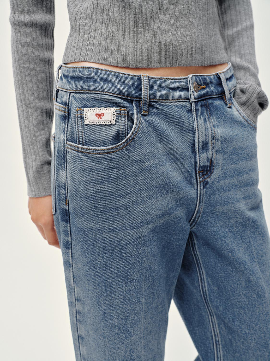 Embroidered Straight Leg Jeans - Image 5