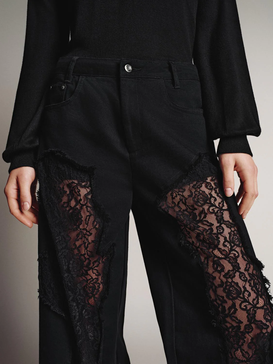 Embroidery Lace Wide Leg Jeans - Image 7