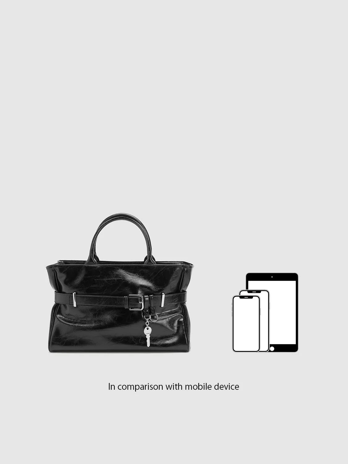 Faux Leather Belt Detail Handle Shoulder Bags - Image 7