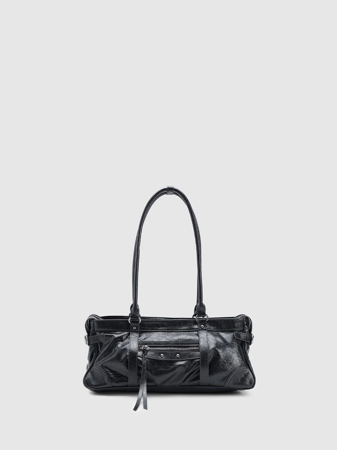 Faux Leather Belt Detail Shoulder Bowling Bags