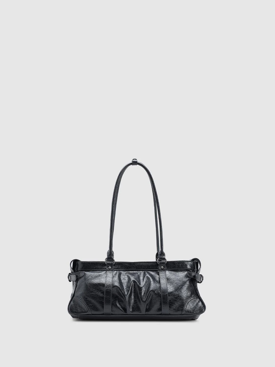 Faux Leather Belt Detail Shoulder Bowling Bags - Image 2