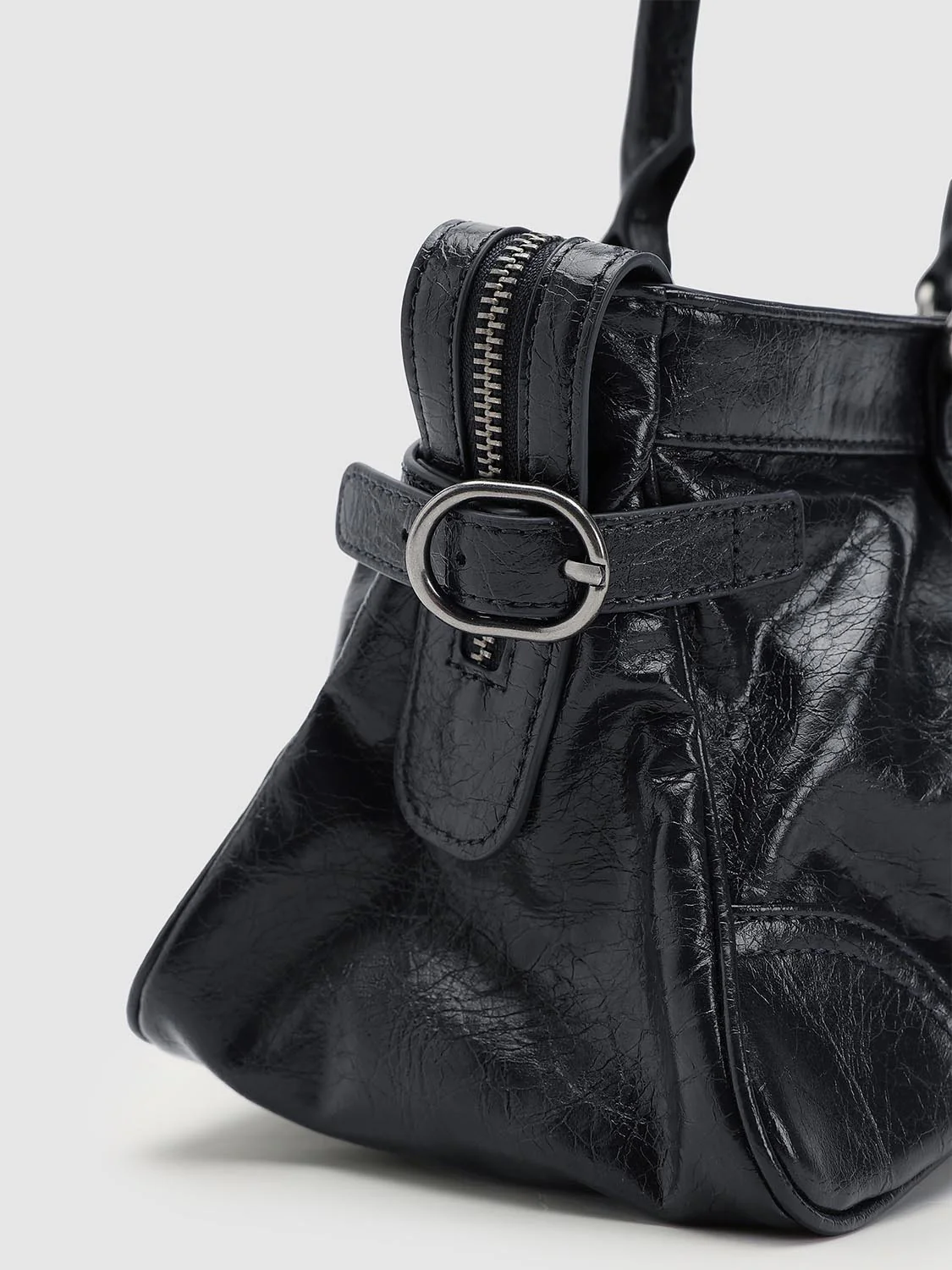 Faux Leather Belt Detail Shoulder Bowling Bags - Image 6