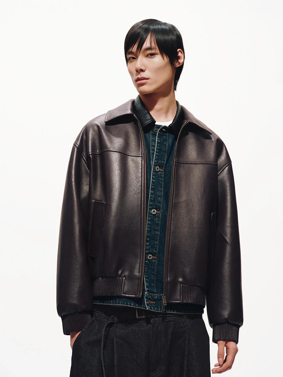Faux Leather Bomber Jackets