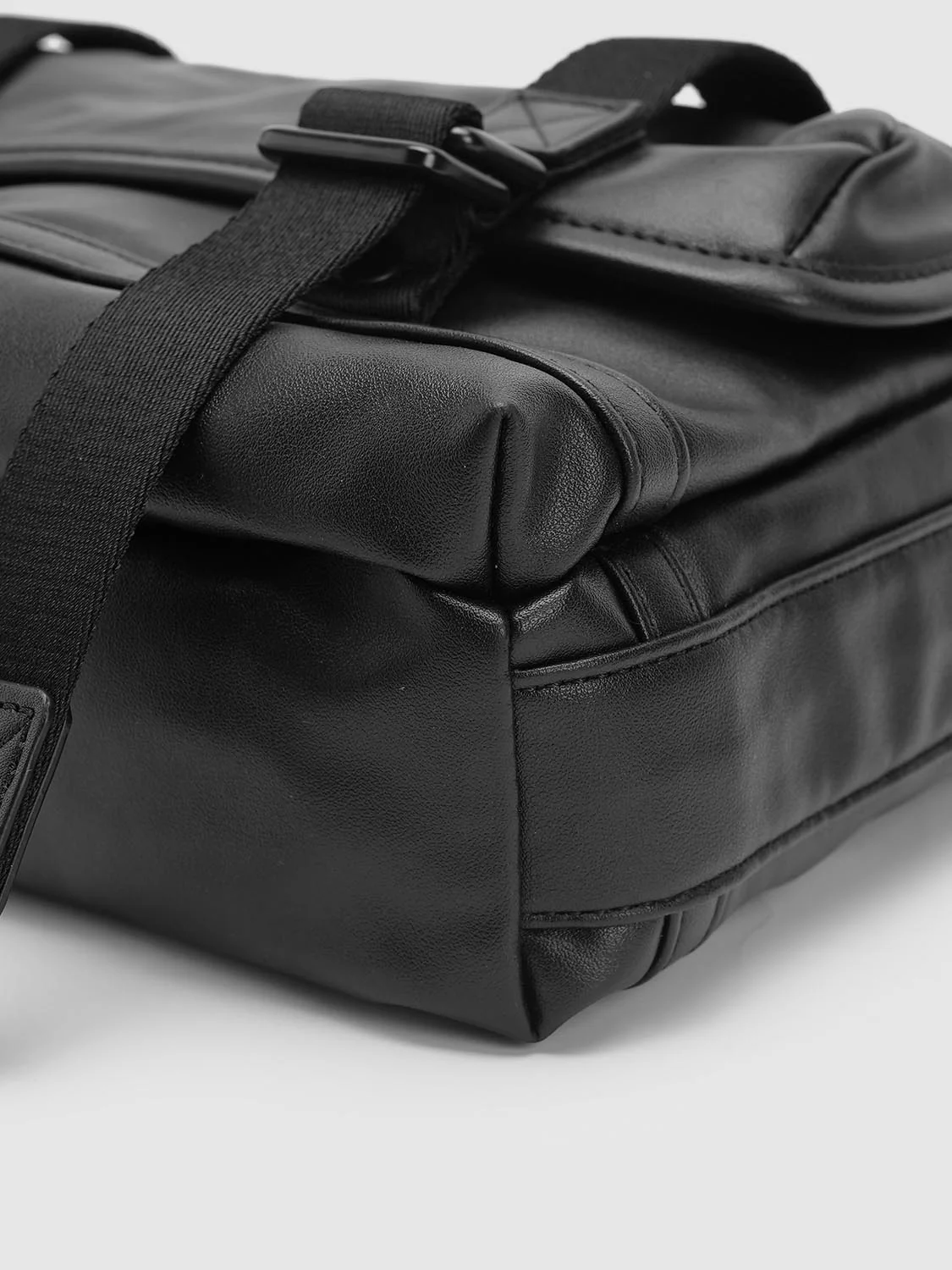 Faux Leather Buckle Detail Crossbody Bags - Image 4