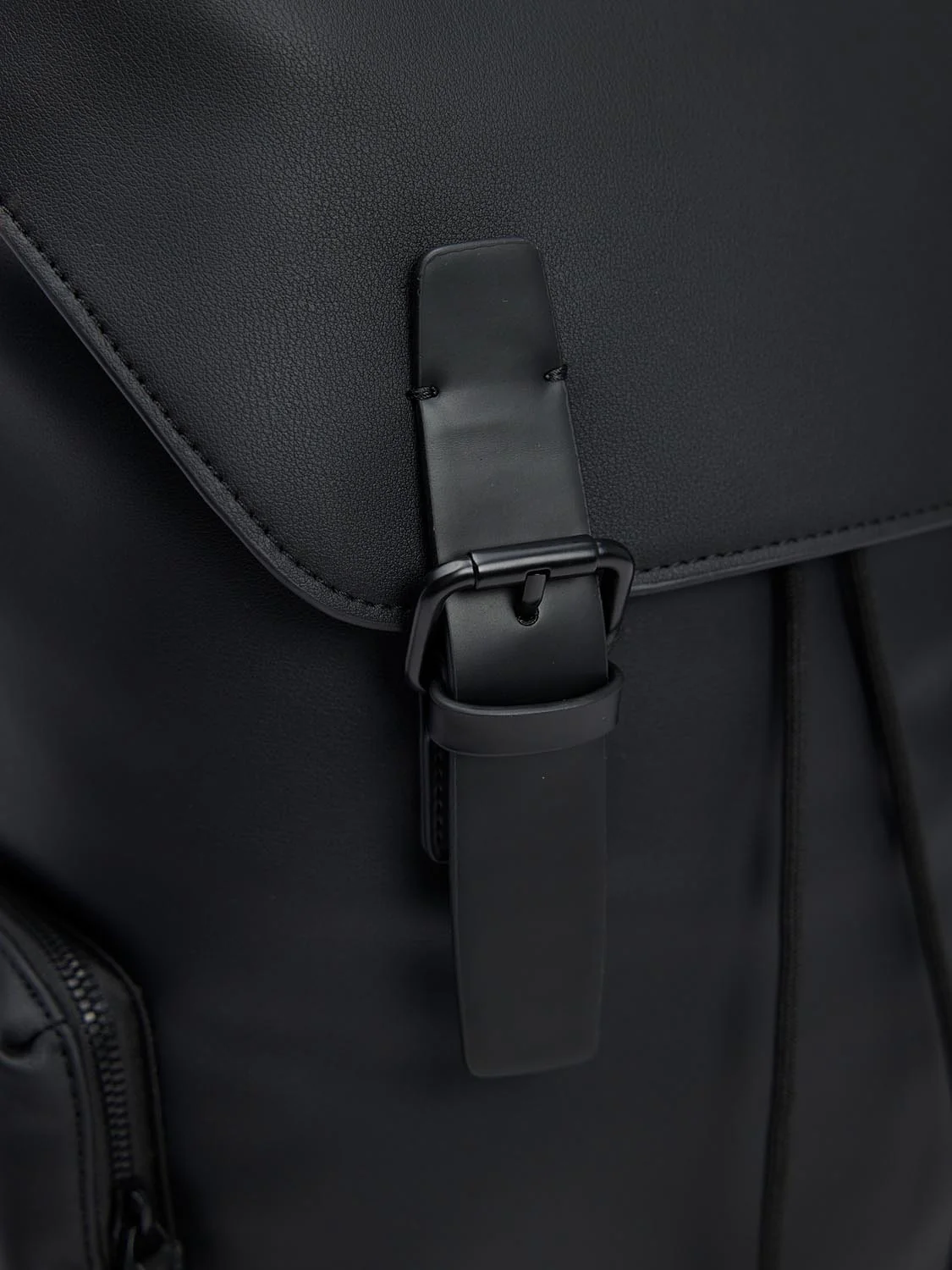Faux Leather Buckle Detail Drawstring Backpacks - Image 5