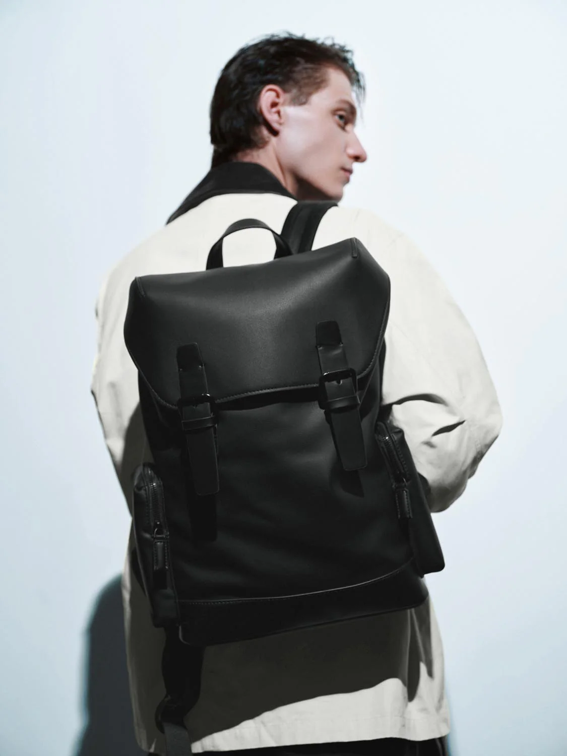 Faux Leather Buckle Detail Drawstring Backpacks - Image 8