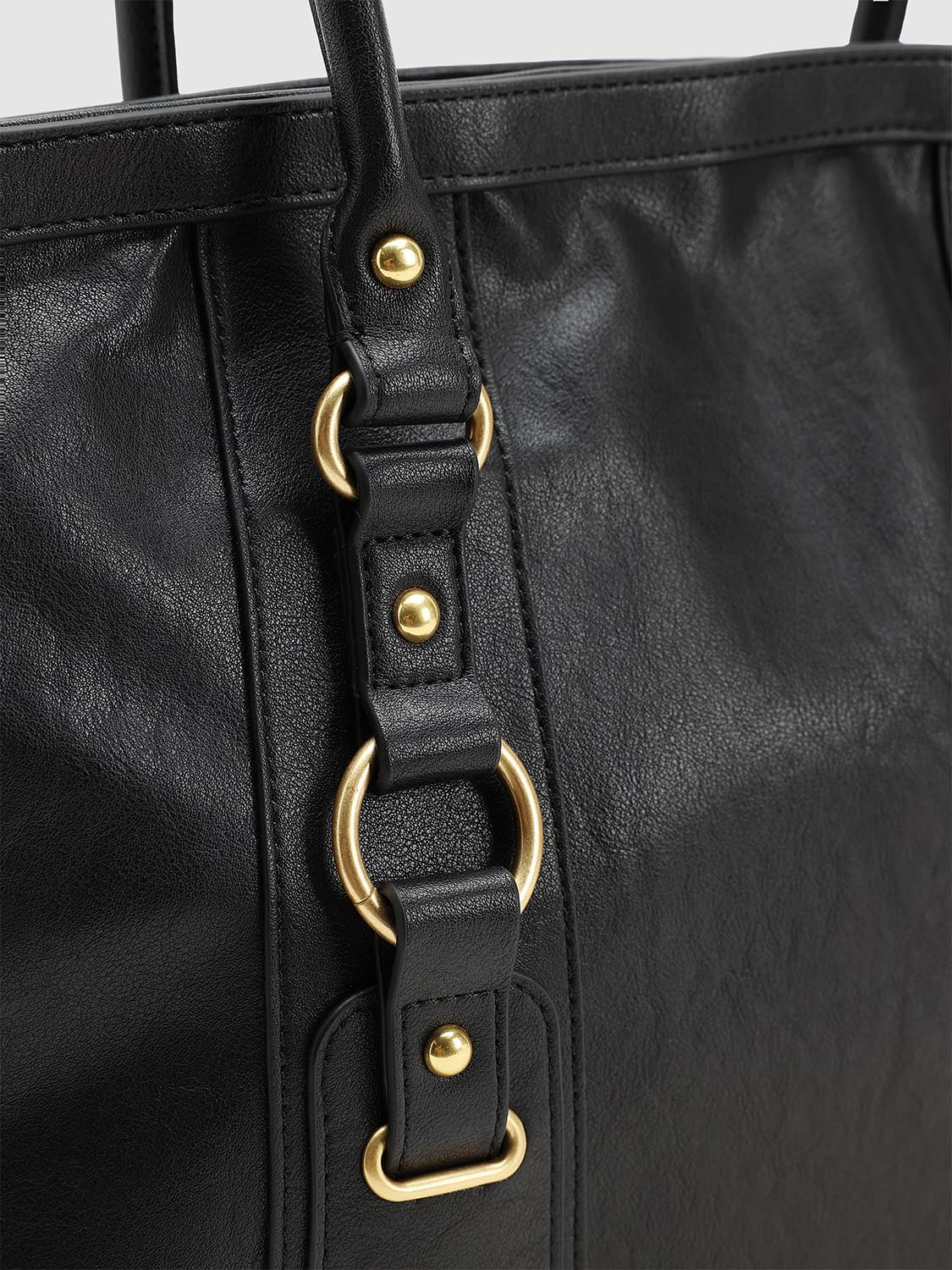 Faux Leather Buckle Detail Handle Shoulder Bags - Image 5