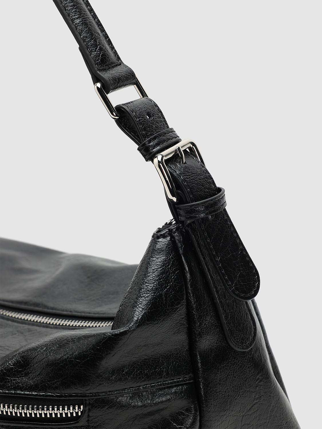 Faux Leather Buckle Detail Shoulder Bags - Image 6