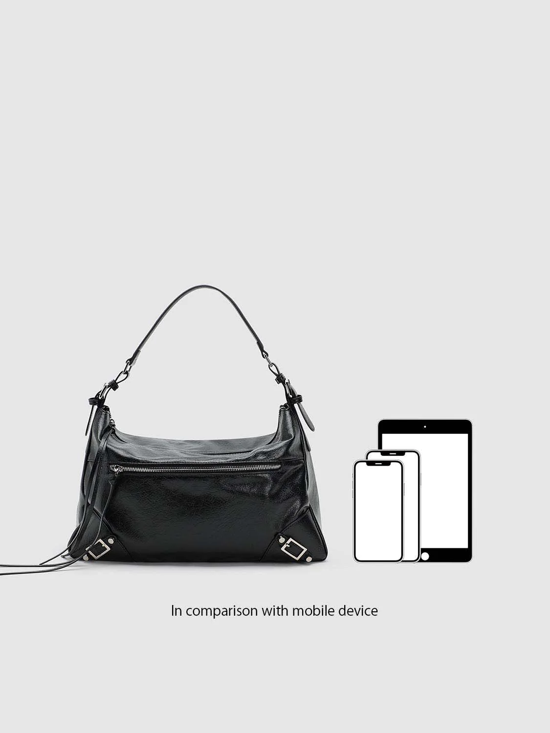Faux Leather Buckle Detail Shoulder Bags - Image 7