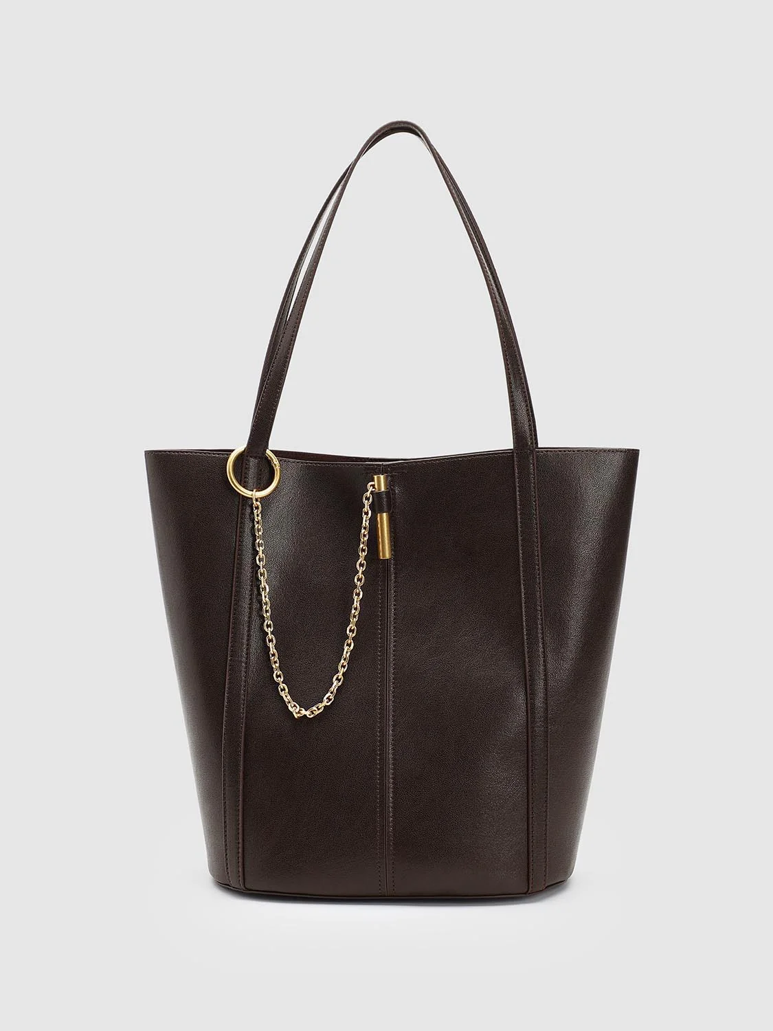Faux Leather Chain Detail Bucket Shoulder Bags - Image 8