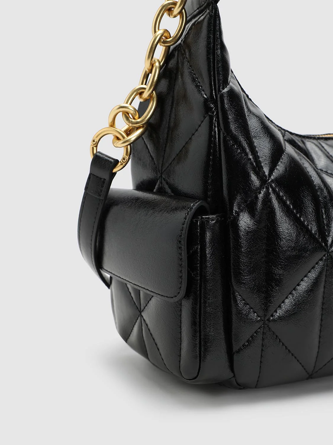 Faux Leather Chain Detail Shoulder Crossbody Bags - Image 5