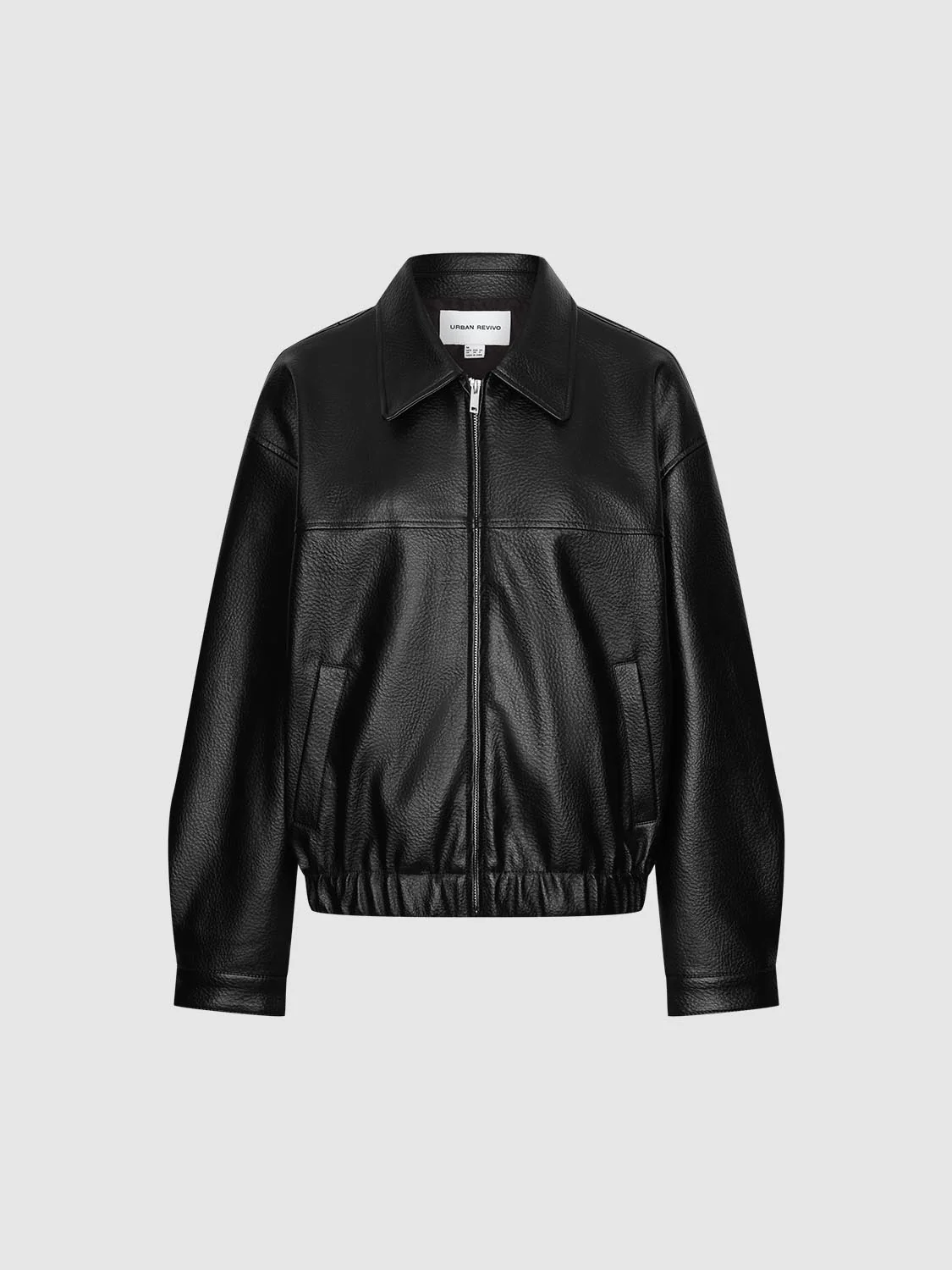 Faux Leather Collared Bomber Jackets - Image 15