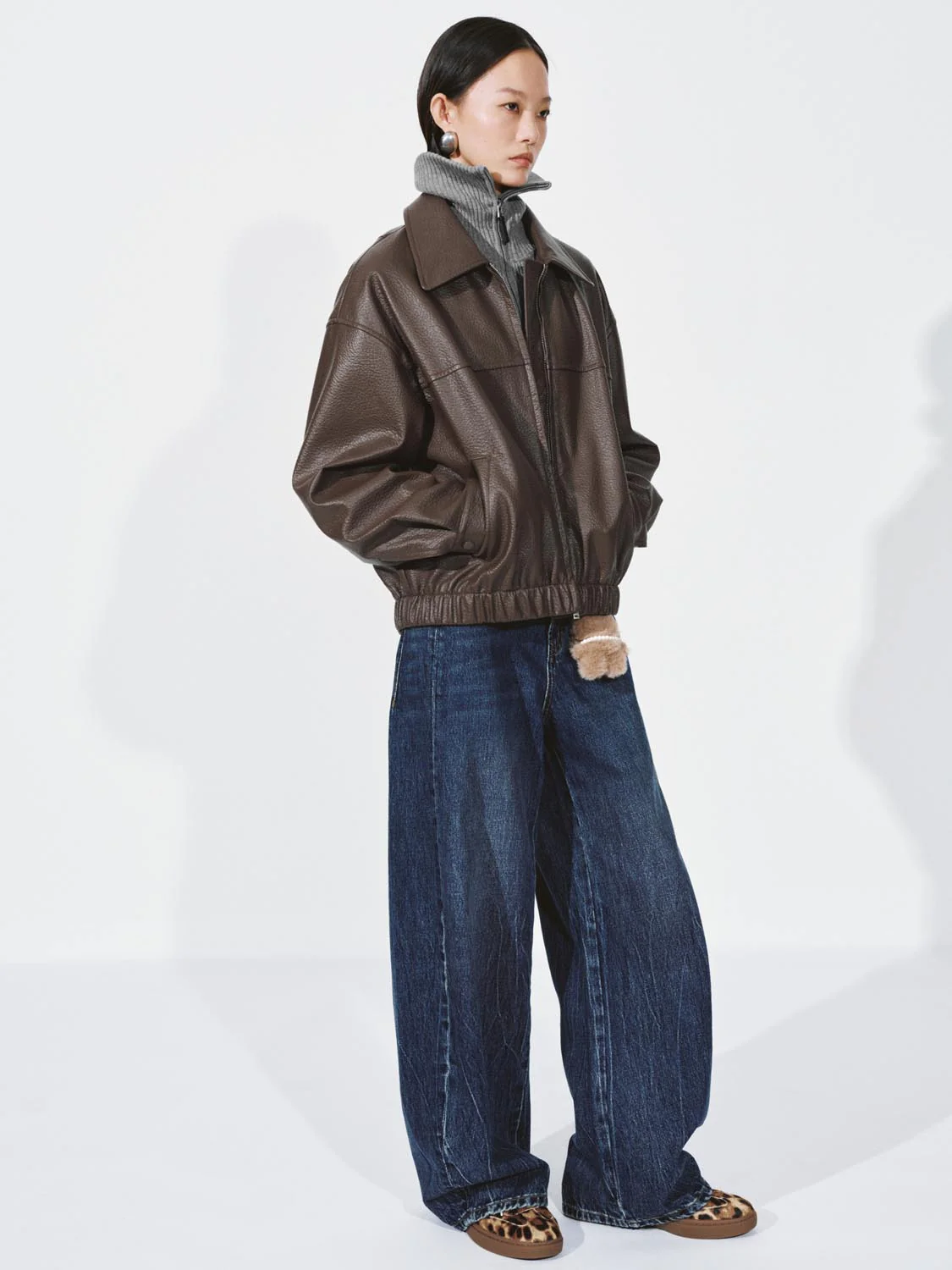 Faux Leather Collared Bomber Jackets - Image 5