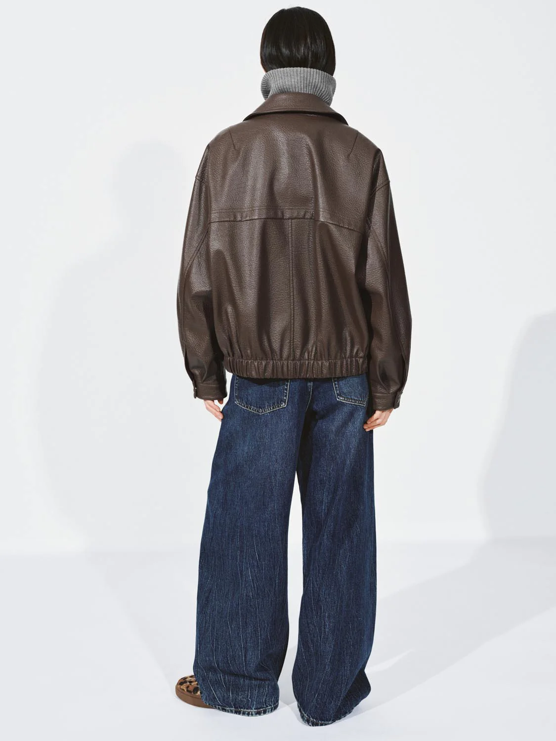 Faux Leather Collared Bomber Jackets - Image 6