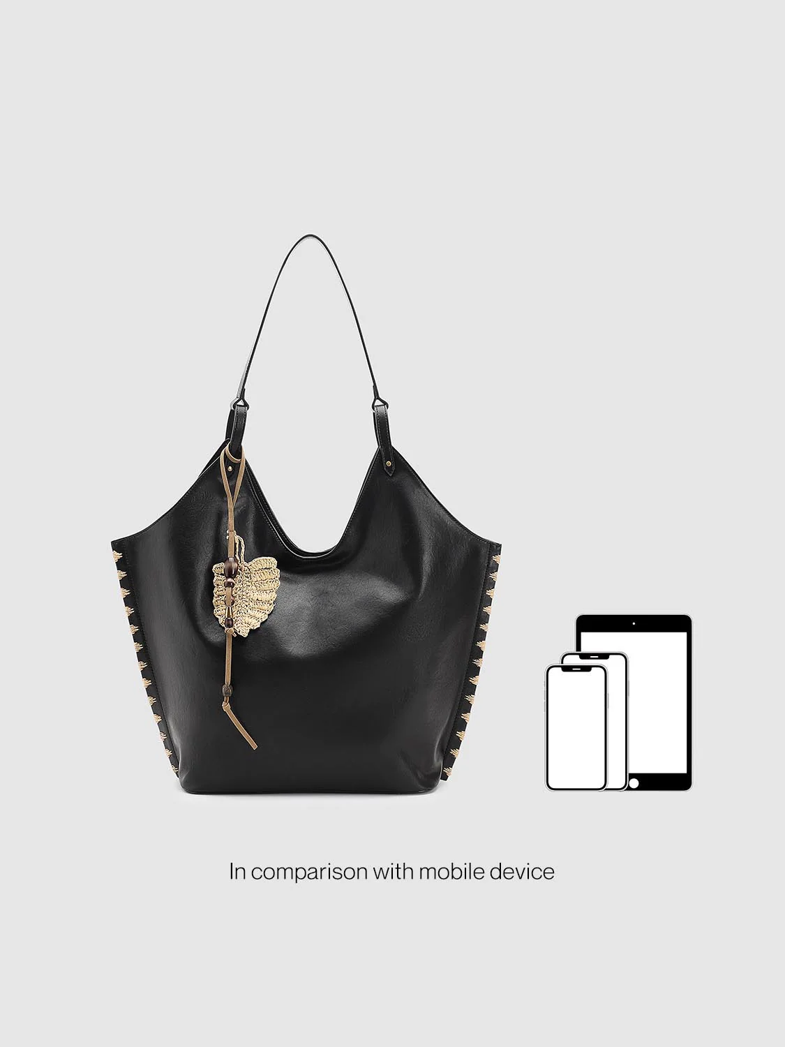 Faux Leather Crochet Detail Shoulder Bags - Image 7