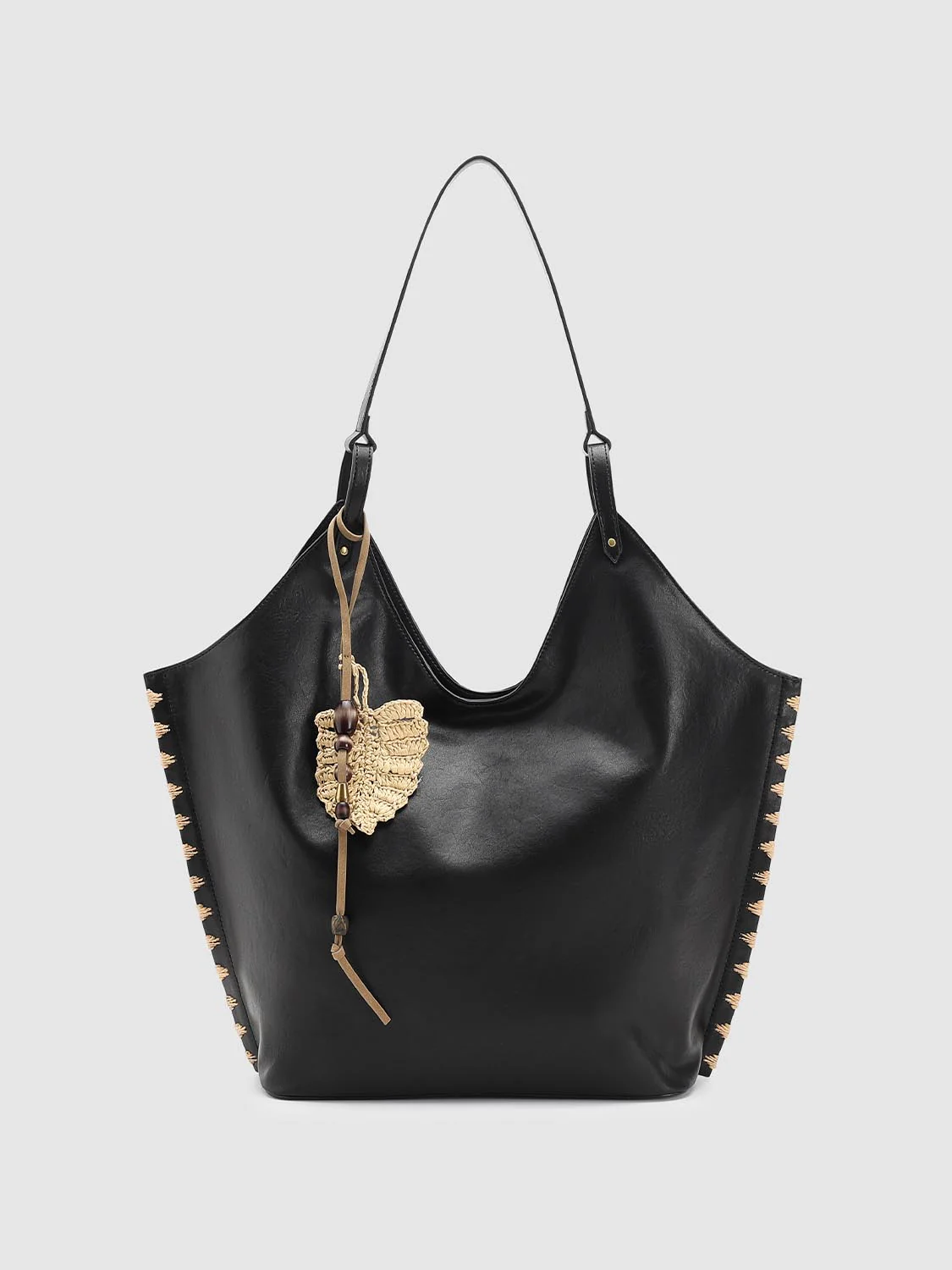 Faux Leather Crochet Detail Shoulder Bags - Image 9