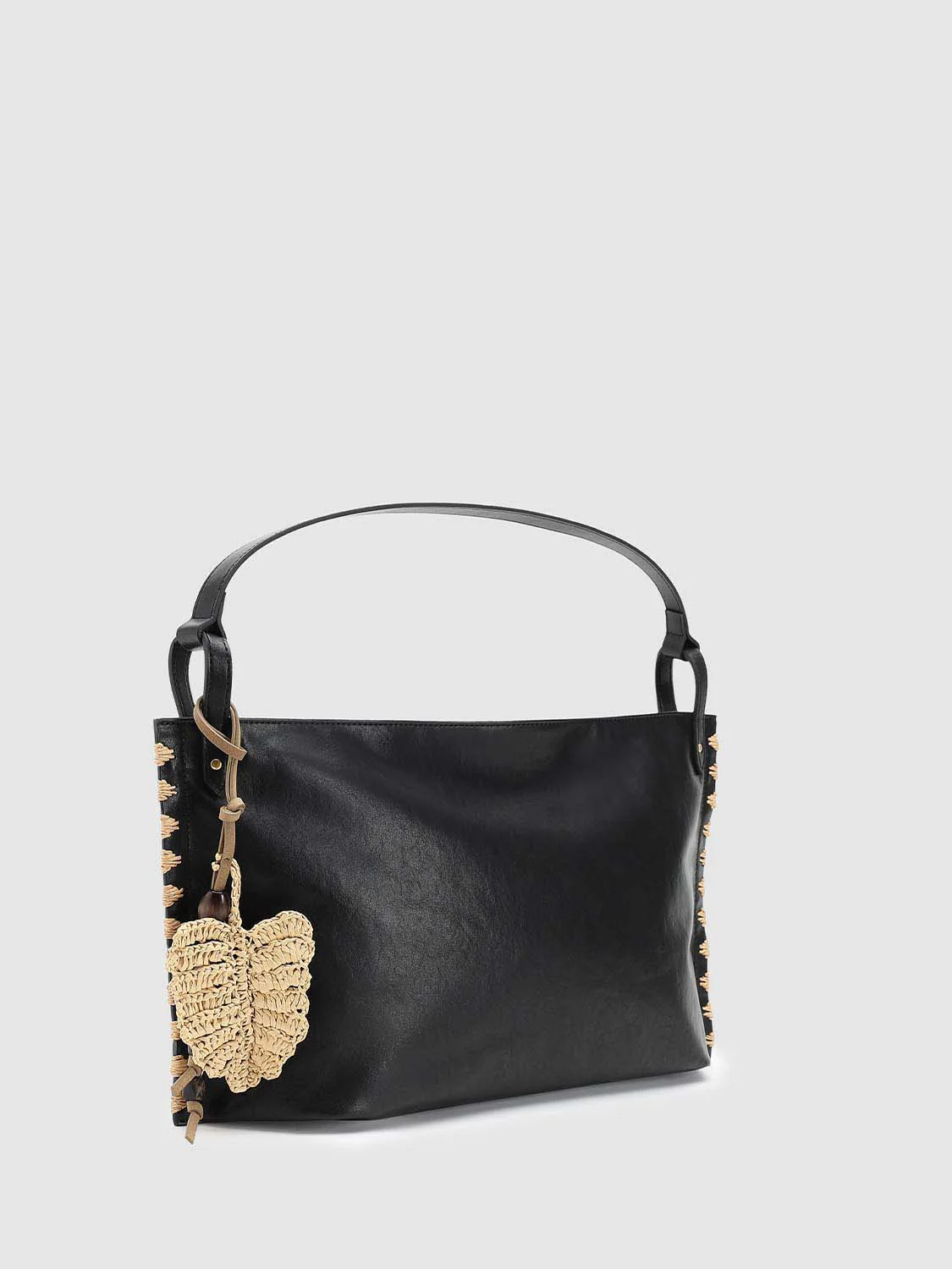 Faux Leather Crochet Detail Shoulder Bags - Image 2