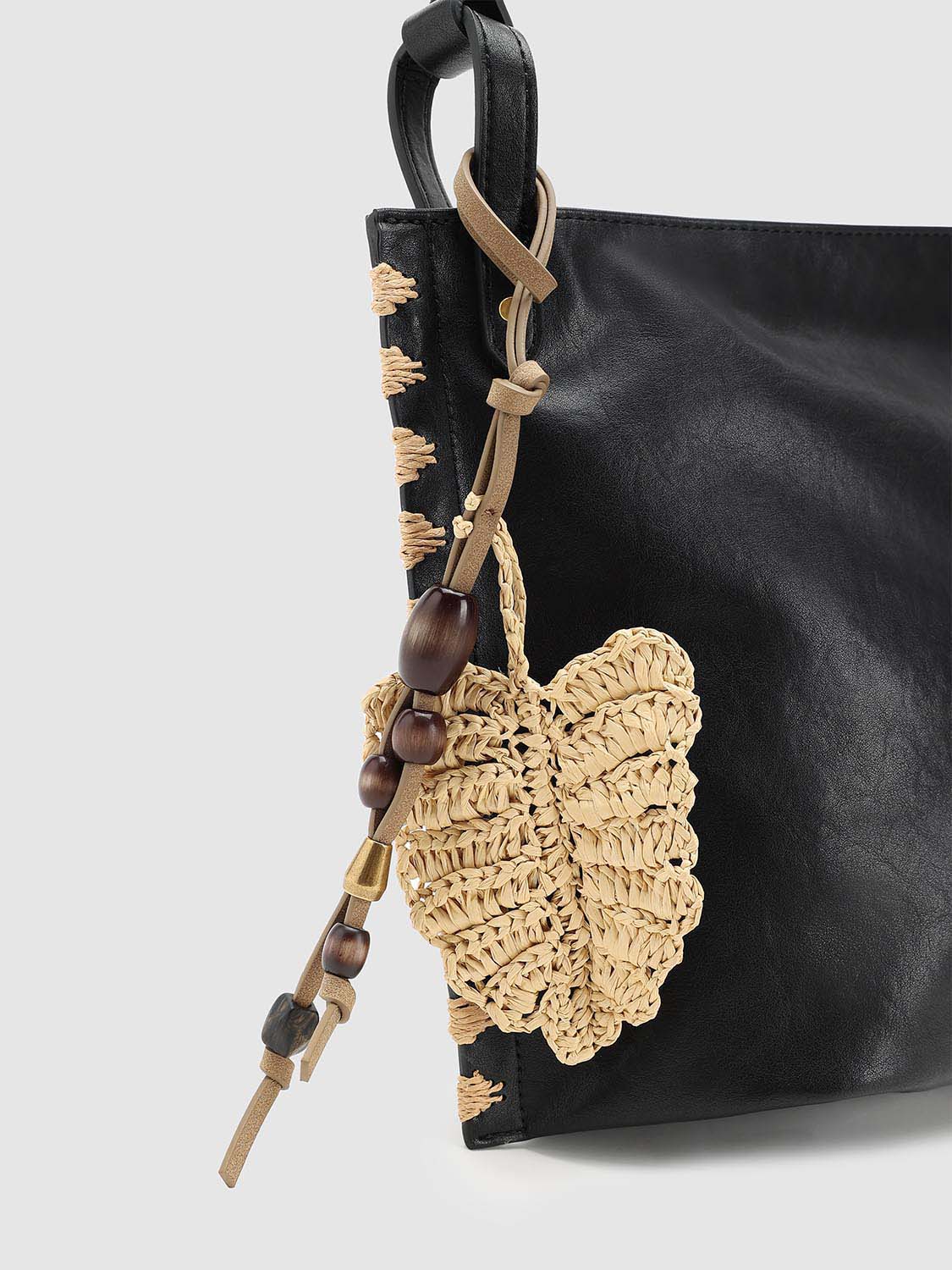 Faux Leather Crochet Detail Shoulder Bags - Image 4