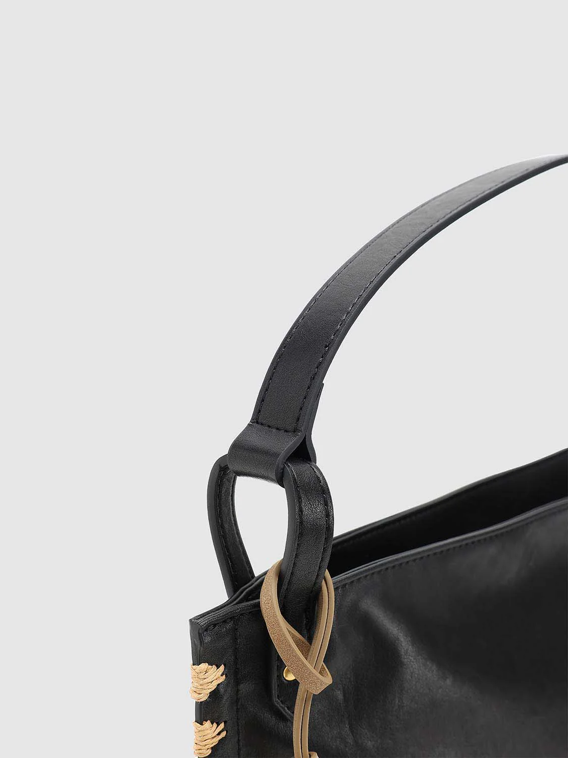 Faux Leather Crochet Detail Shoulder Bags - Image 5