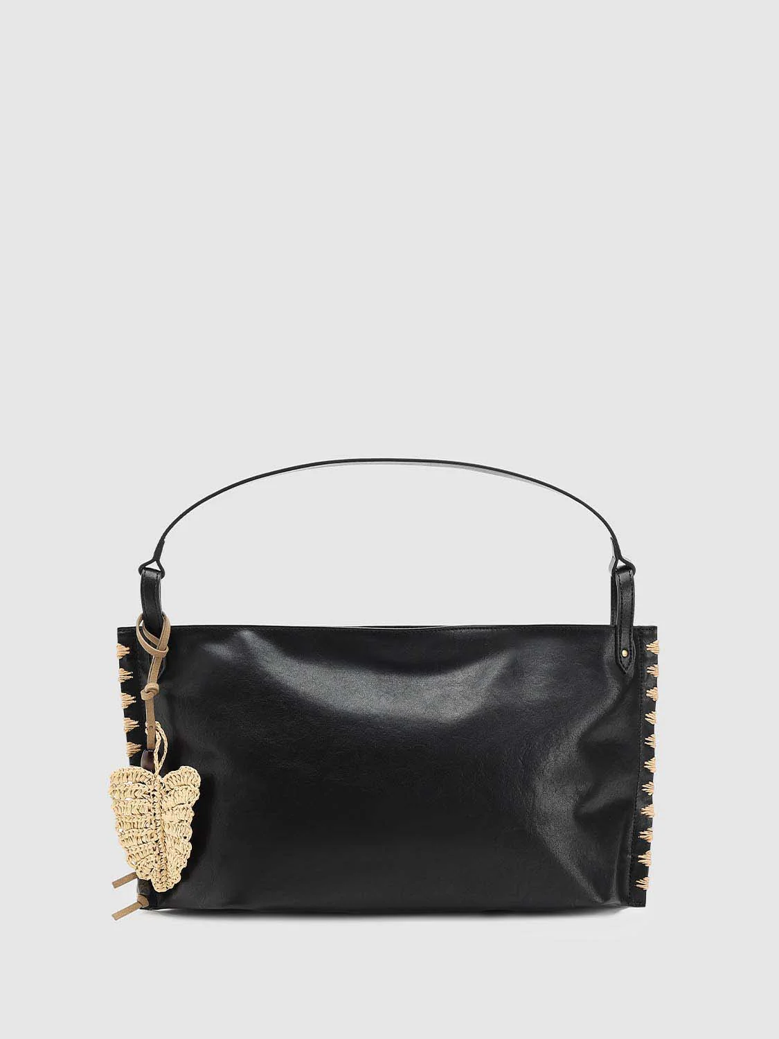 Faux Leather Crochet Detail Shoulder Bags - Image 8