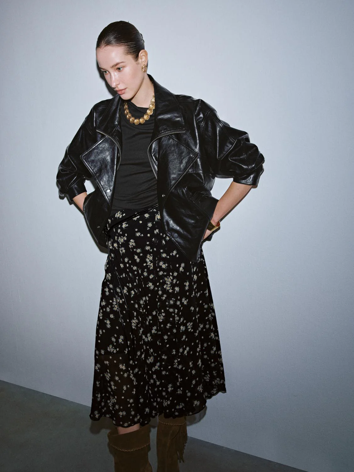 Faux Leather Double Breasted Loose Fit Jackets - Image 2