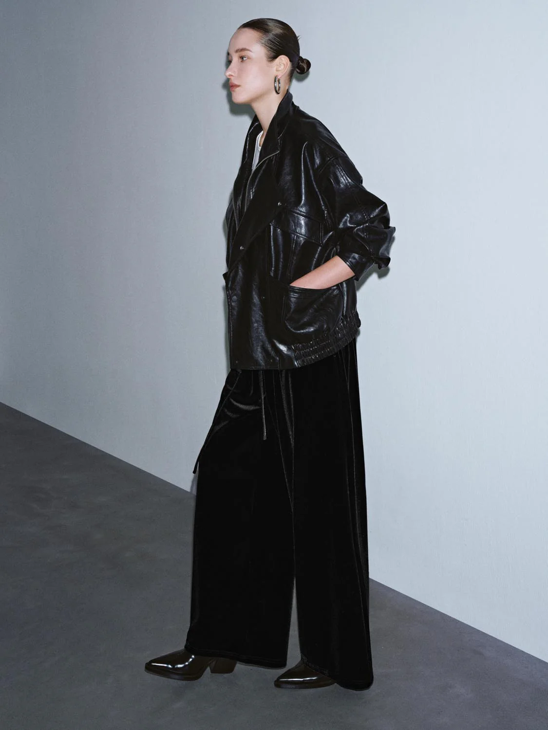 Faux Leather Double Breasted Loose Fit Jackets - Image 4